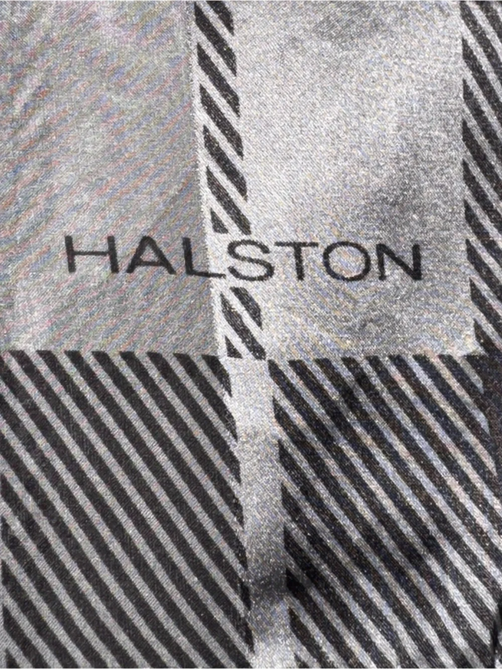 Silk Halston Heritage Black & Gray Plaid Silk Scarf
